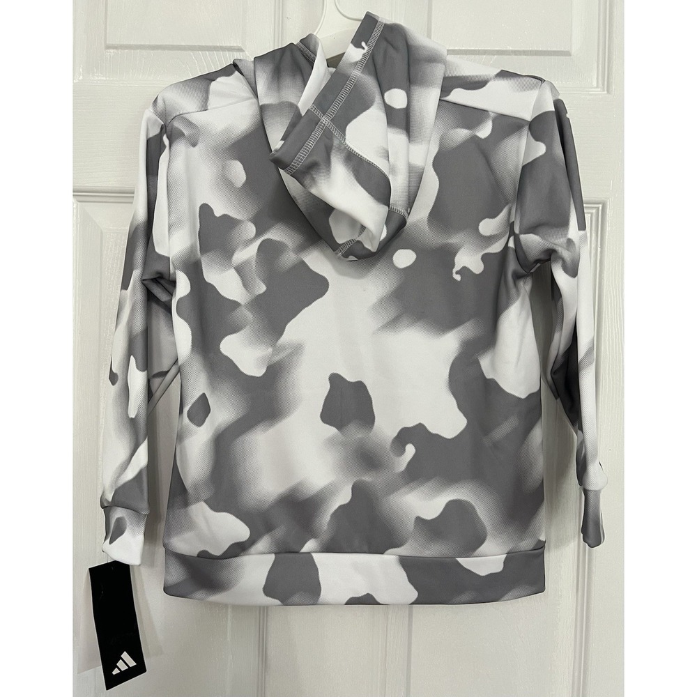 Adidas Kids Unisex Youth Athletic White Gray Camouflage‎ Pullover Hoodie Size XS - Picture 2 of 5